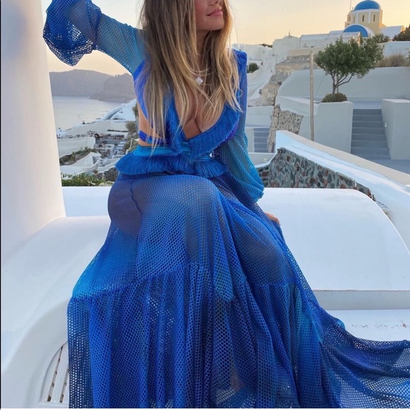 PatBO Ombre Netted Beach Dress Blue Cut Out - Picture 9 of 12